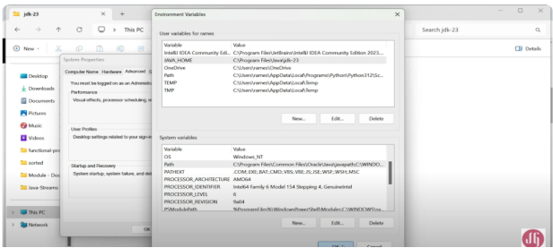 Program Files\Java\jdk-21 in our system