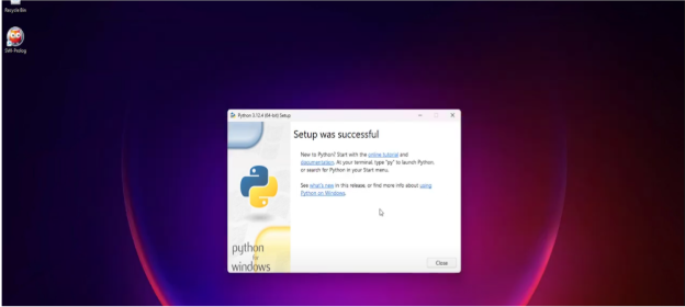 wait for the installation to complete