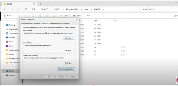 click on the environment variables as shown in the image below