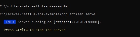 Start the Laravel development server with the below command