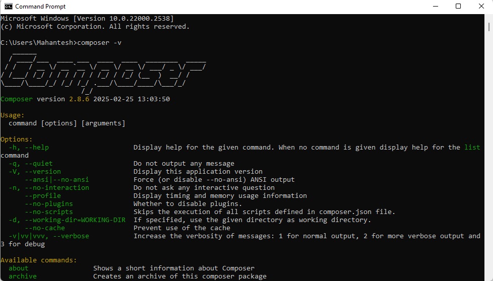 Command Prompt and run the below command
