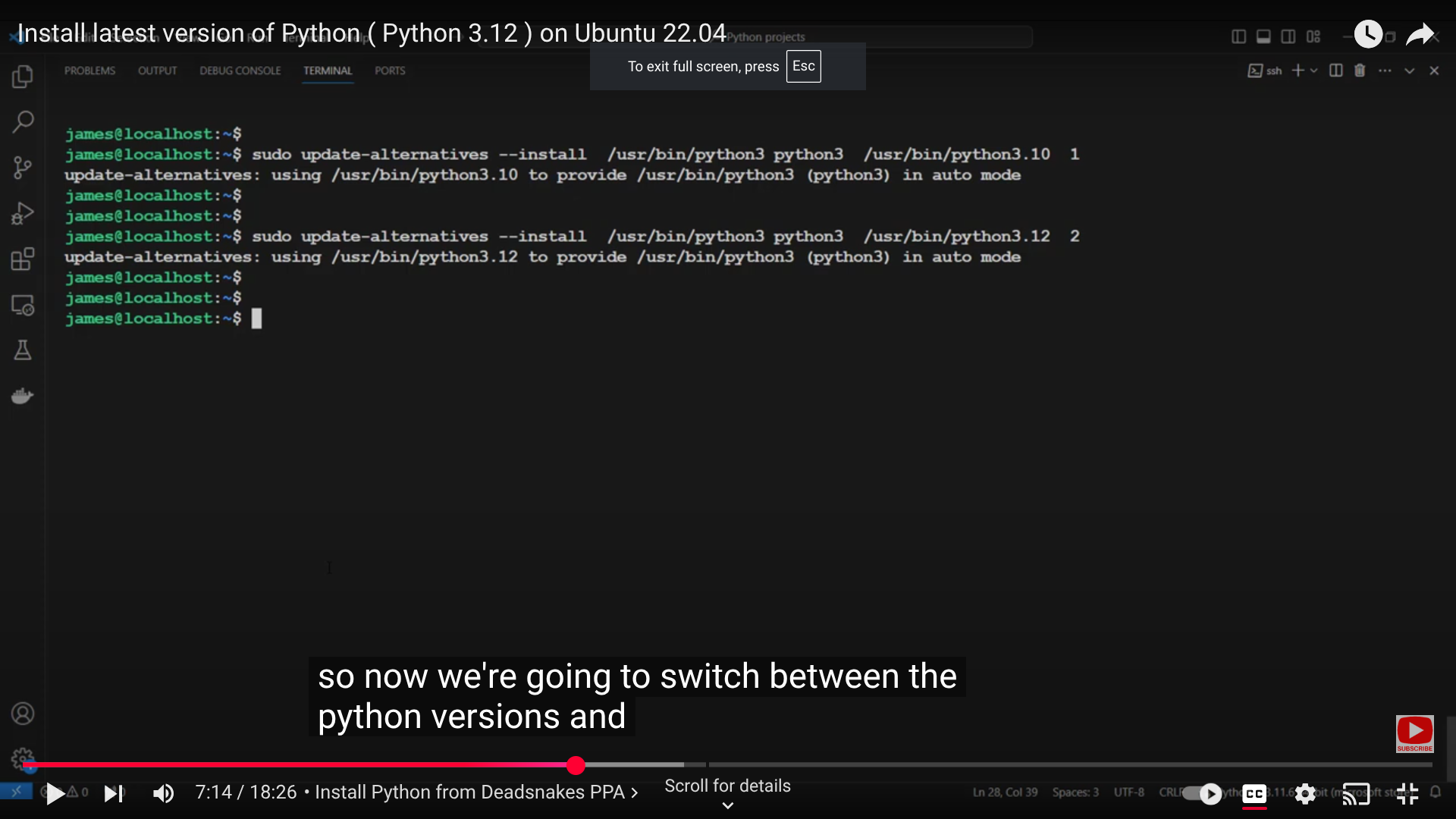 specify Python 3.12 with the same command