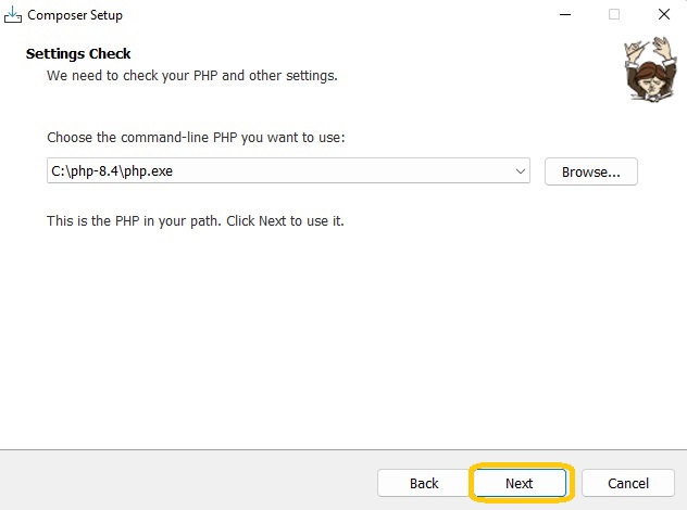 PHP installation path automatically