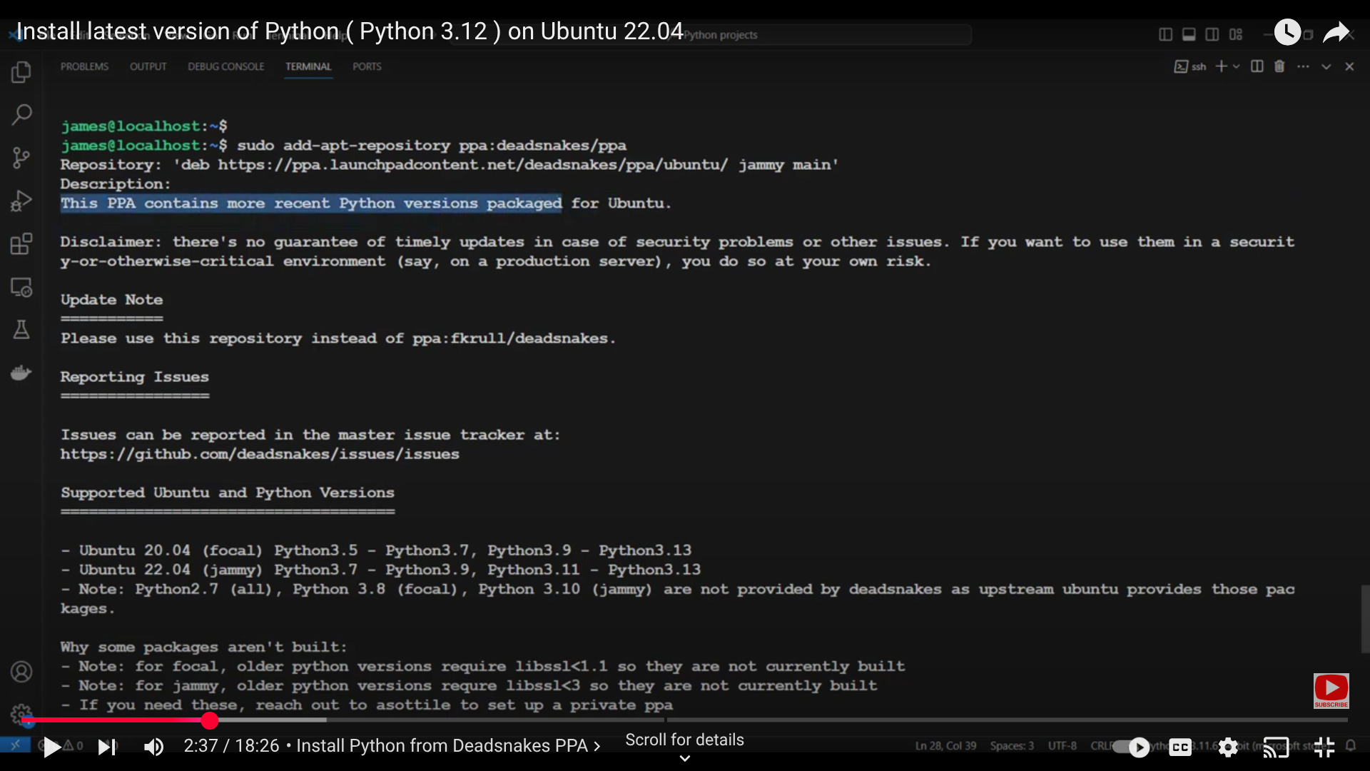 PPA contains more recent versions of Python packaged for Ubuntu
