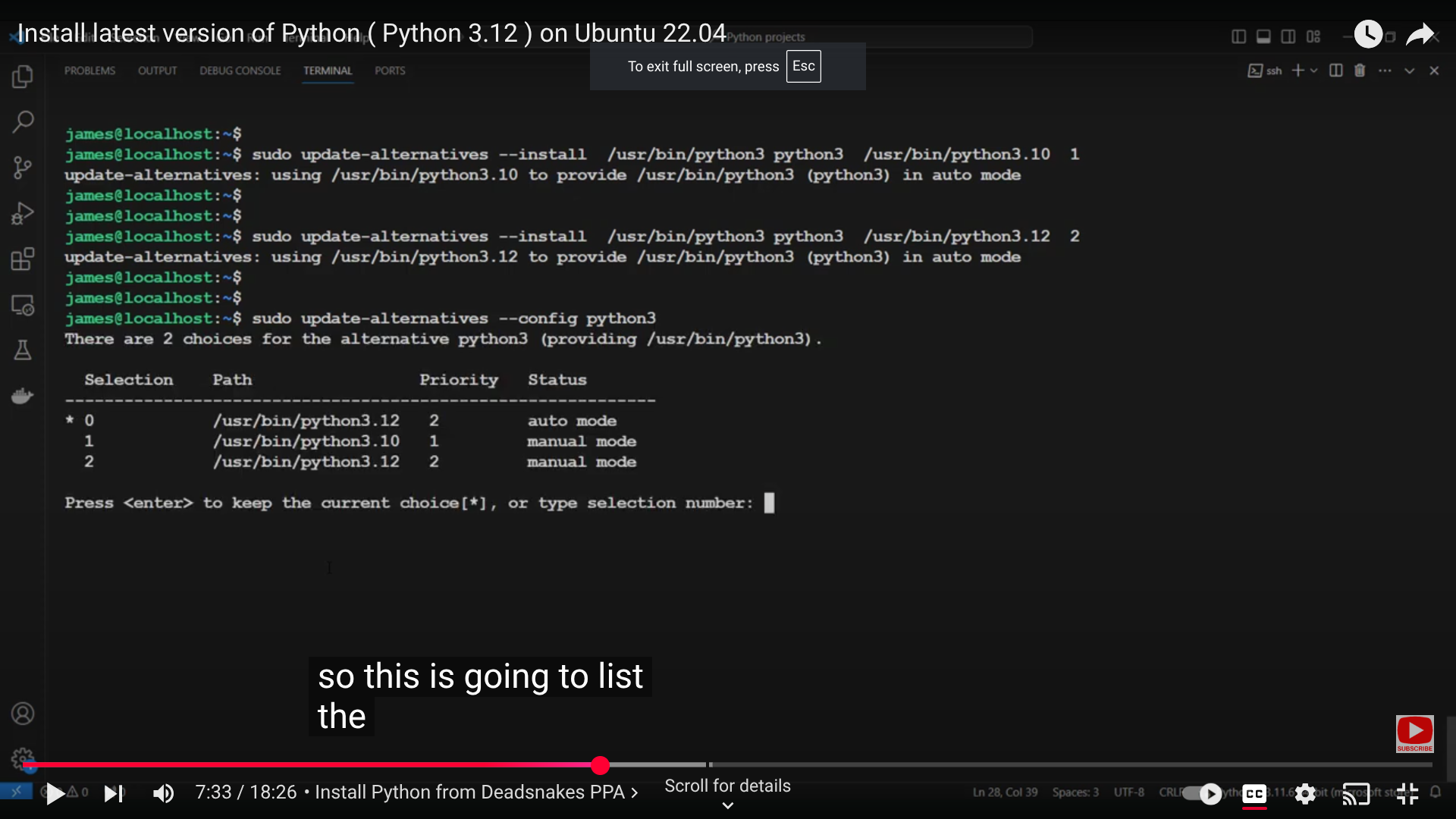 Python versions using the command