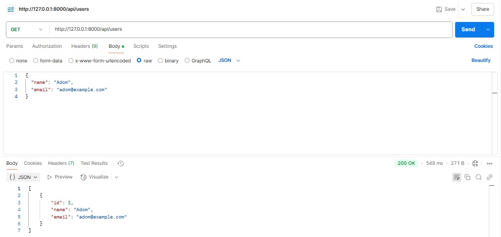 Next, use the GET method to retrieve the User.
