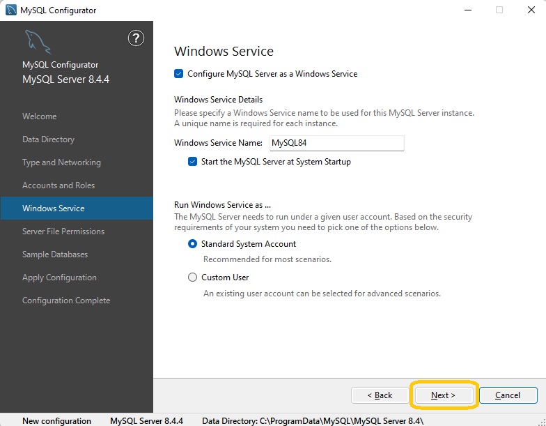 MySQL server instance