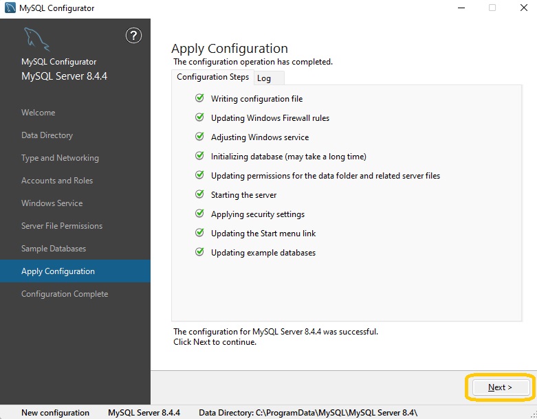 installer will provide you the configuration steps