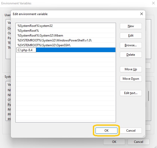 the latest PHP path of your PHP installation