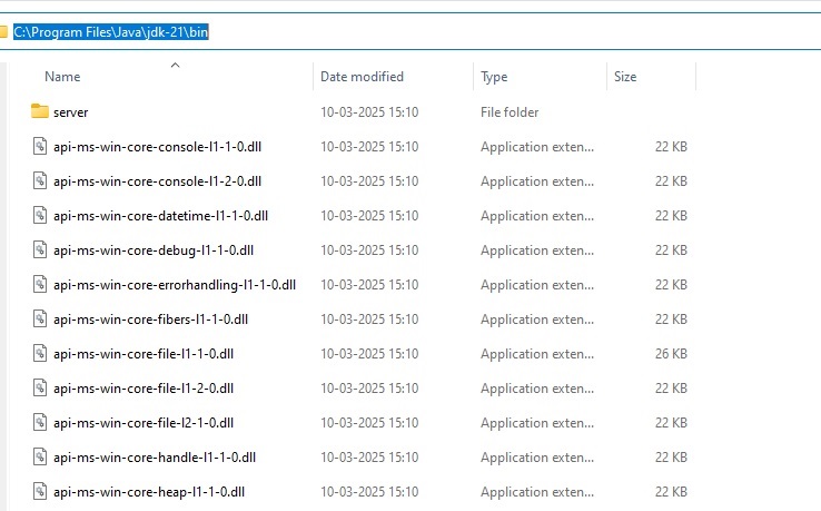 directory where Java is installed