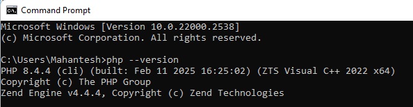 displaying PHP version 8.4.4