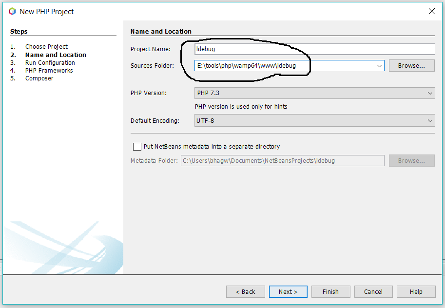 Configure Project Name & Location Configure Project Name & Location
