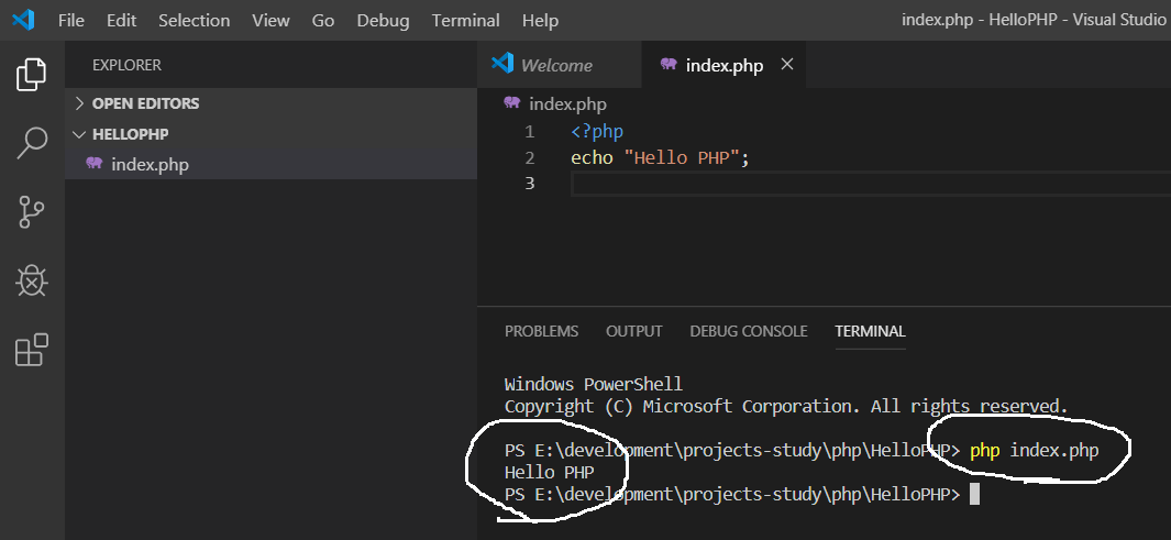 Visual Studio Code - PHP Output Visual Studio Code - PHP Output