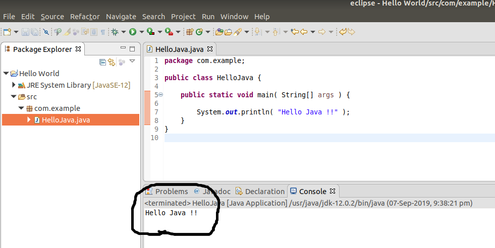 Eclipse Java Output Eclipse Java Output