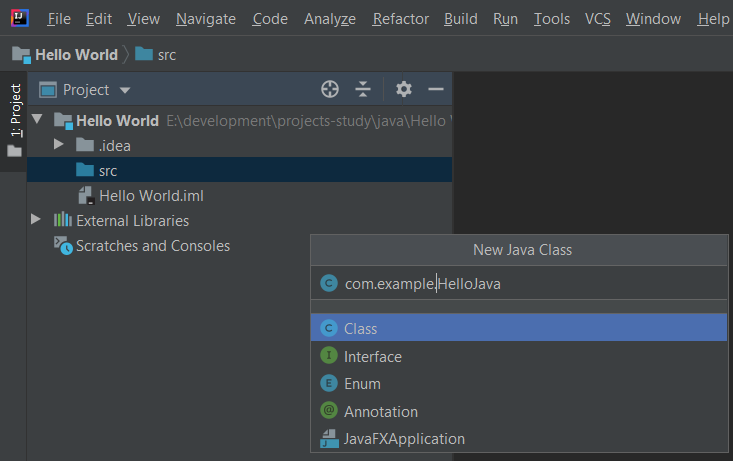 IntelliJ IDEA Create Java File IntelliJ IDEA Create Java File
