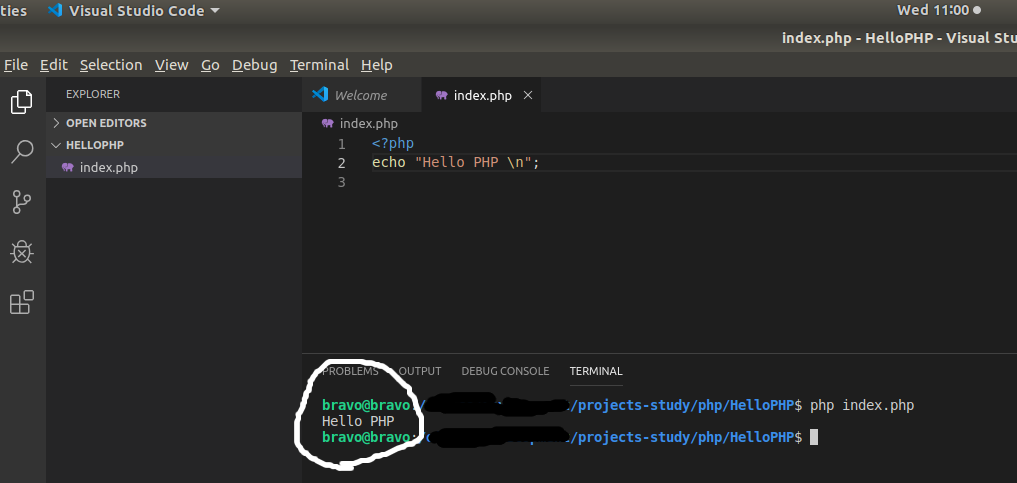 VSCode PHP Output VSCode PHP Output