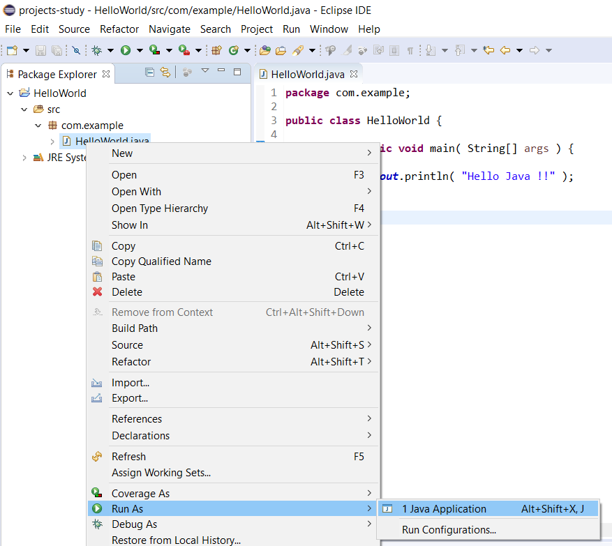 Eclipse for Java - Run Eclipse for Java - Run