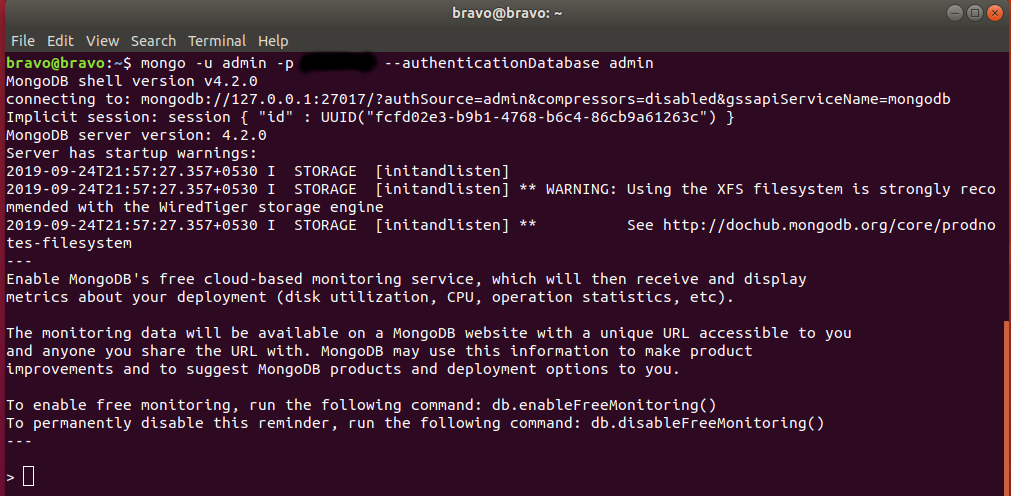 MongoDB Shell Secured MongoDB Shell Secured