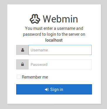 Webmin Login Webmin Login