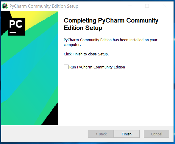 PyCharm Installation Finish PyCharm Installation Finish