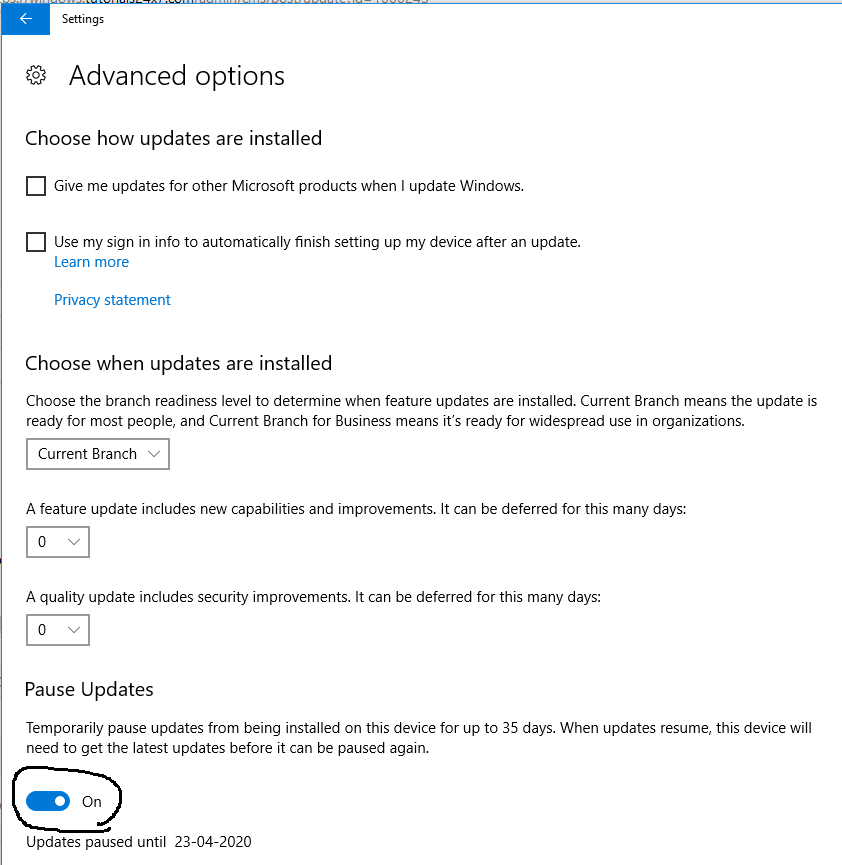Windows - Defer Updates Windows - Defer Updates