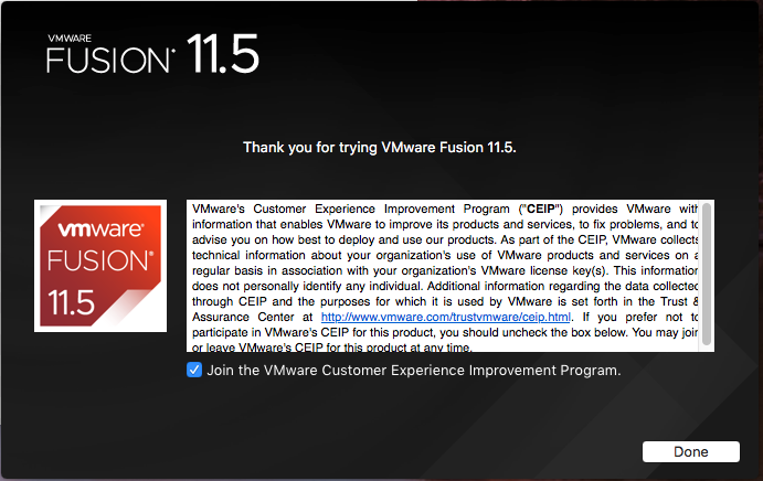 VMware Fusion - Confirm Installation VMware Fusion - Confirm Installation