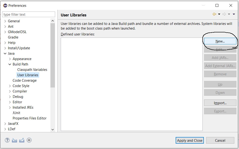 JavaFX SDK - Eclipse - User Library JavaFX SDK - Eclipse - User Library