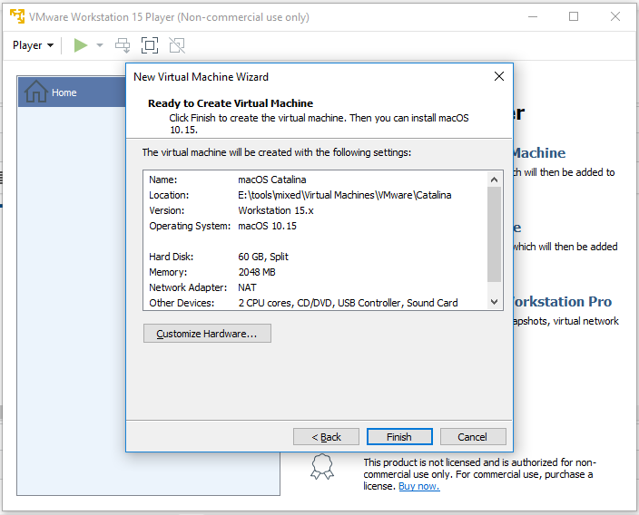 macOS - VMware - VM Settings macOS - VMware - VM Settings