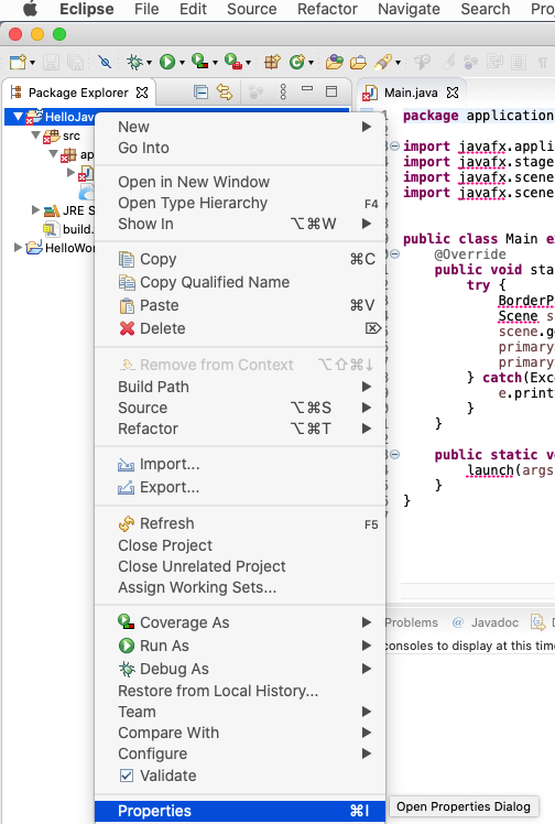 JavaFX - Eclipse - Project Properties JavaFX - Eclipse - Project Properties
