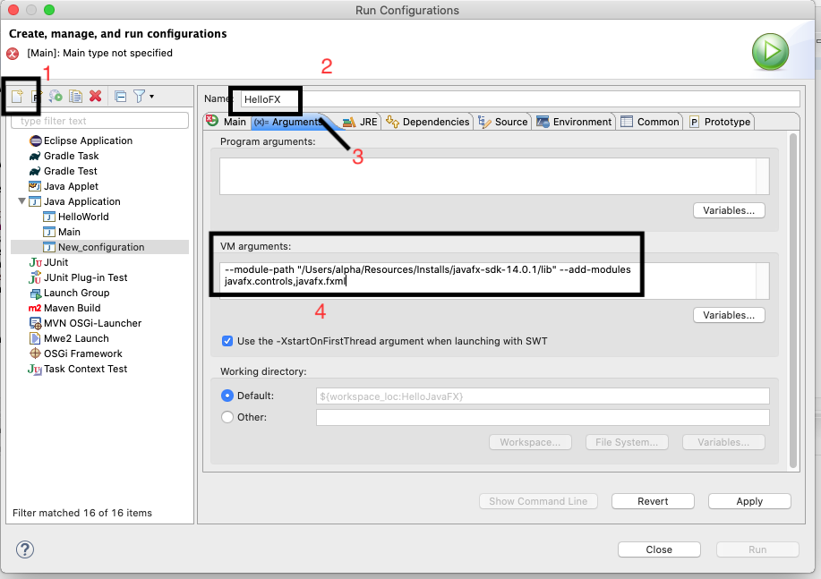 JavaFX - Eclipse - Run Config JavaFX - Eclipse - Run Config