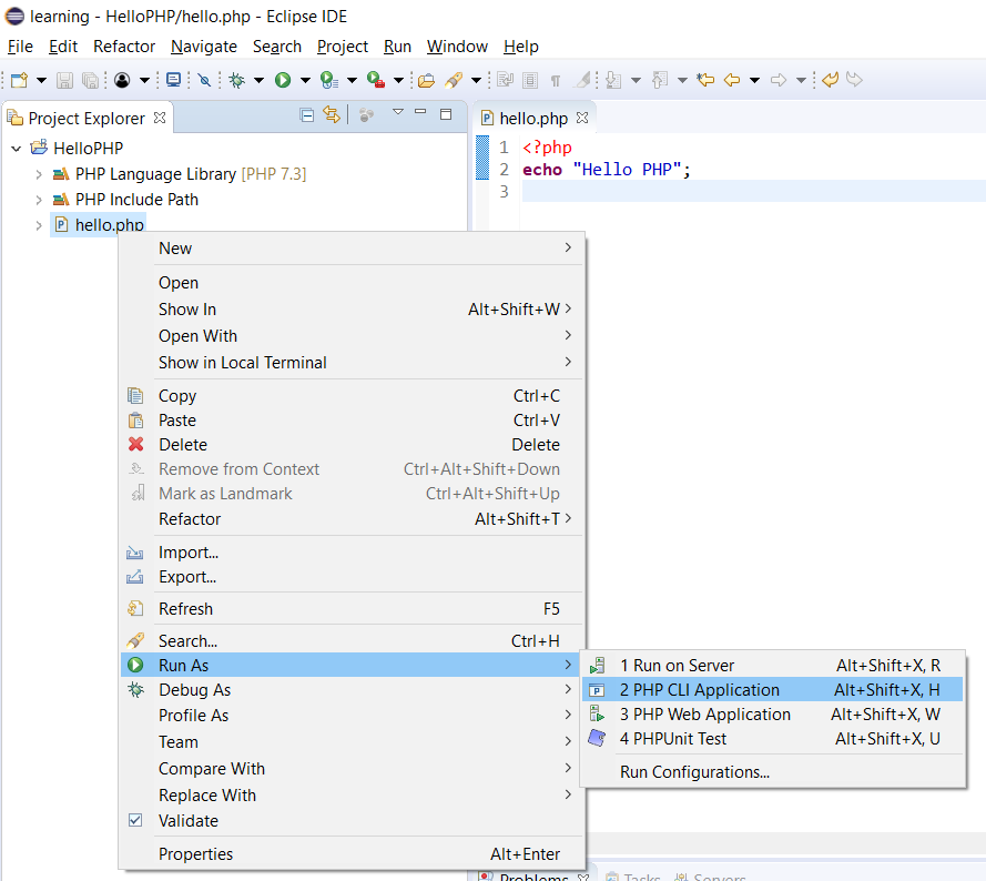 Execute PHP in Eclipse