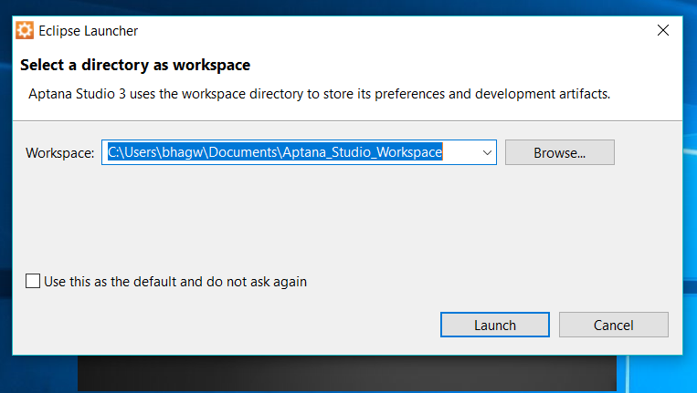 Choose Workspace Choose Workspace