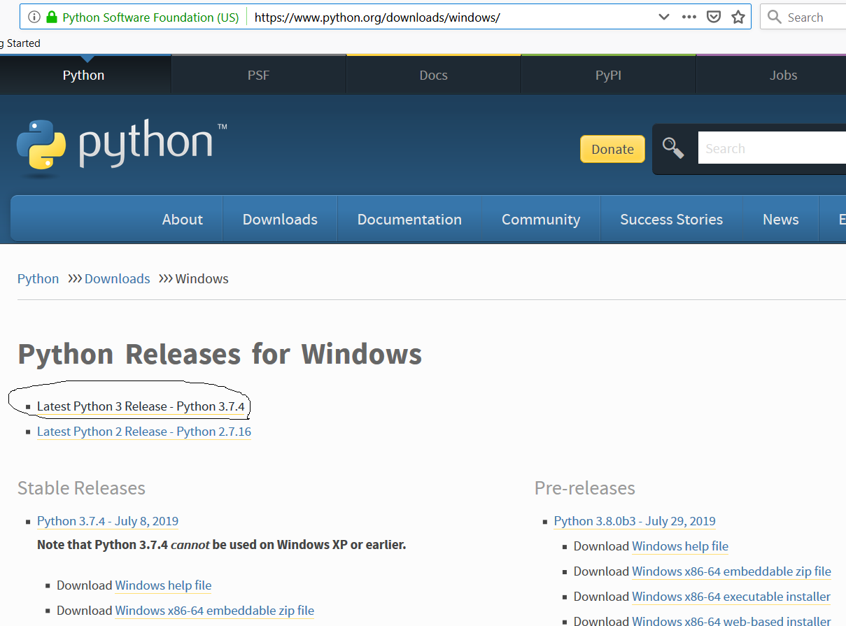 python download windows