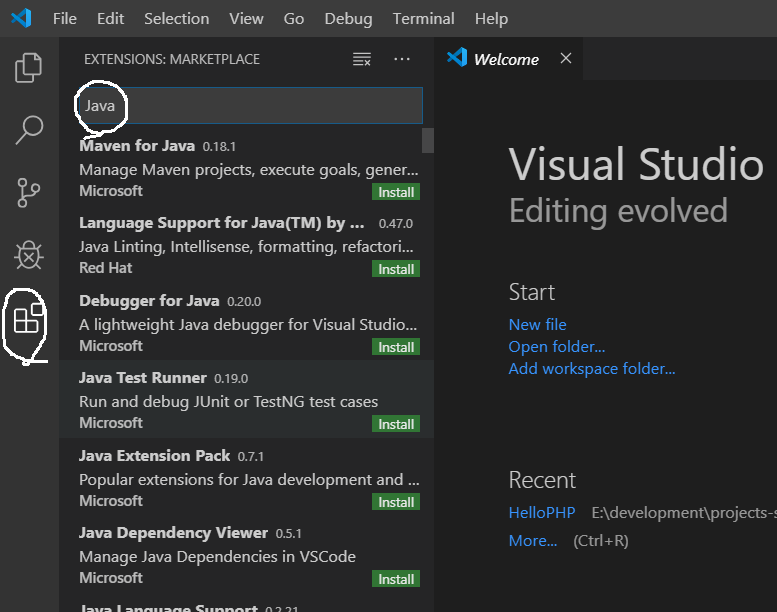 Visual Studio Code - Java Extensions