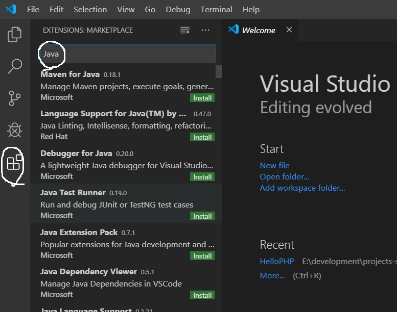 java visual studio code