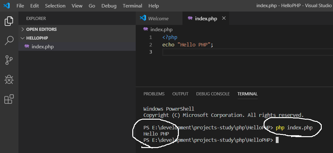 Visual Studio Code - PHP Output