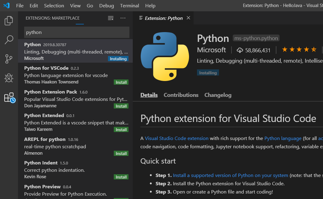 Visual Studio Code - Python Extensions