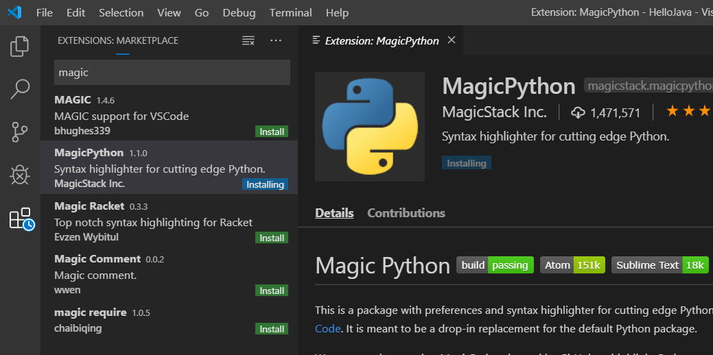 Visual Studio Code - MagicPython Extensions