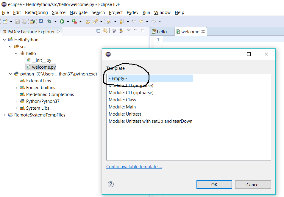 Configure Module Template