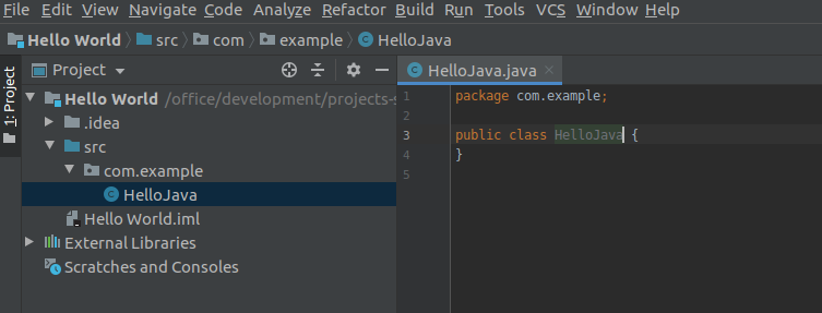 Intellij IDEA Java File Window