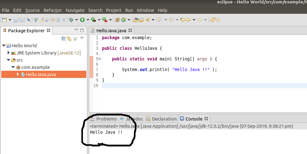 Eclipse Java Output