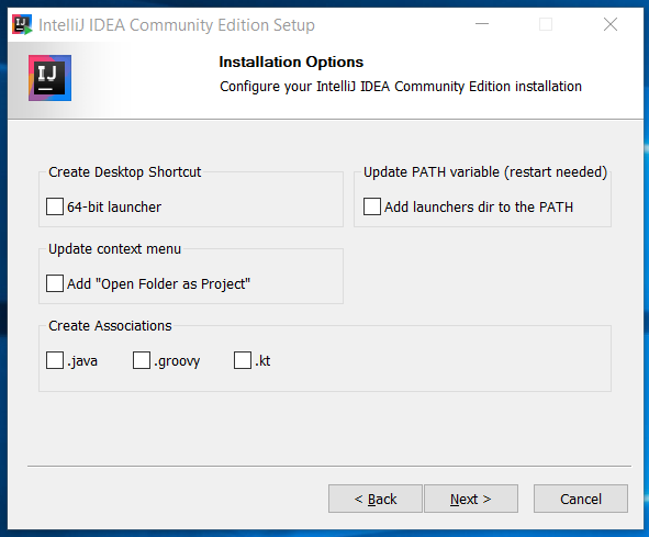 IntelliJ IDEA Installation Options