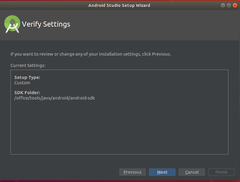 Android Studio Verify Settings