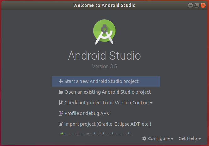 Android Studio Welcom Screen Android Studio Welcom Screen