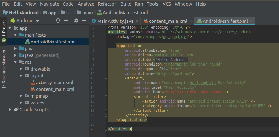 Android Studio Manifest Android Studio Manifest