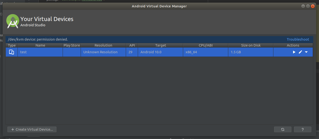 Android Studio AVD Manager