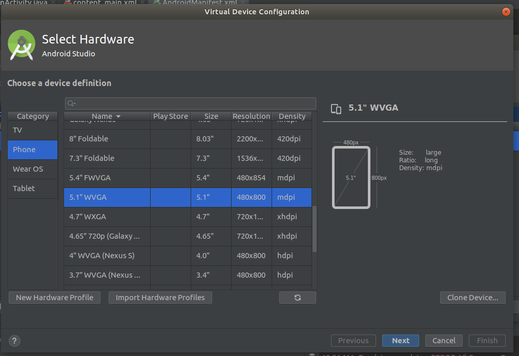 Android Studio AVD Configuration