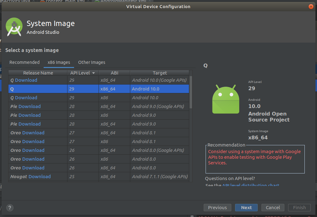 Android Studio AVD Image