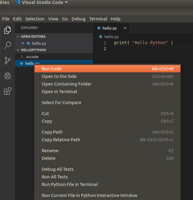 VSCode Python Run File