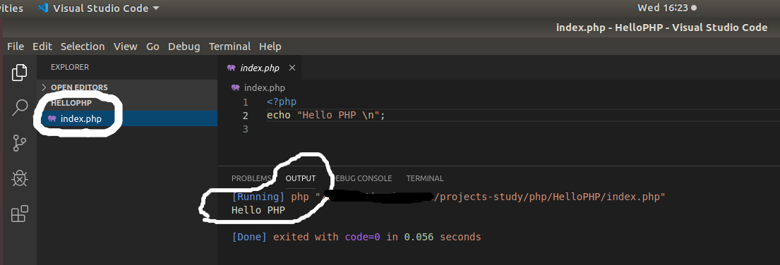 VSCode PHP Code Runner Output